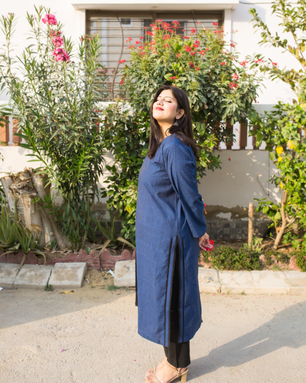 Blue and Black Block Print (3) Suit