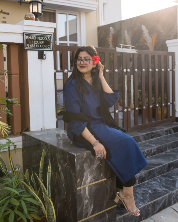 Blue and Black Block Print Suit